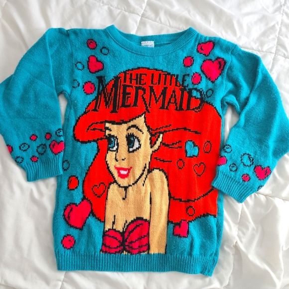 Vintage Disney Little Mermaid Sweater 90s Ariel Princess by Jet Set - Picture 1 of 11